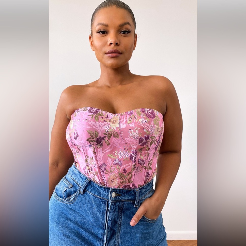 Pink lacey tubes corset top from Pretty Little Thing